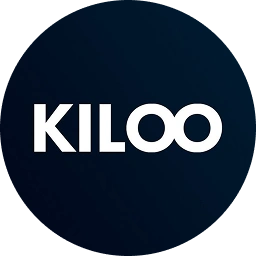 Logo van de gameontwikkelaar Kiloo in witte letters op een donkere ronde achtergrond.